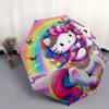 Hello Kitty,Unicorn Automatic Folding Umbrella-Simple 8-Rib Design, Bright Cartoon Pattern, Durable Iron Frame, Suitable For Travel, Outdoor