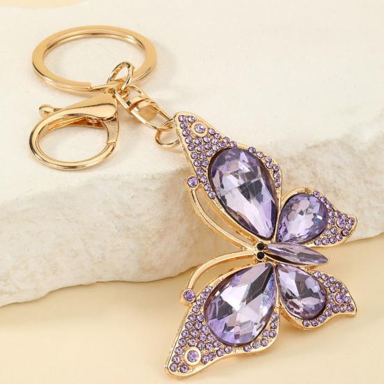 Light Luxury Butterfly Keychain Crystal Pendant Rhinestone Butterfly Keychain Colorful Diamond Butterfly Pendant Sparkling Bag Charm Gift for Women