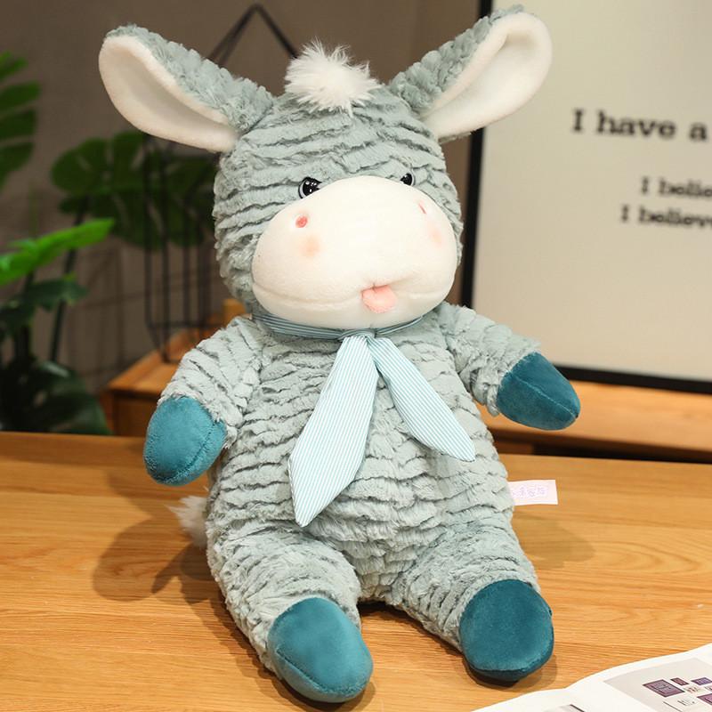 Adorable Brown Blue And Green Plush Donkey Stuffed Animal Soft Toy For Kids Gift