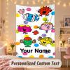 Custom Personalized Tapestry,Mr. Men & Little Miss Print Custom Name Text Wall Art Hanging for Bedroom