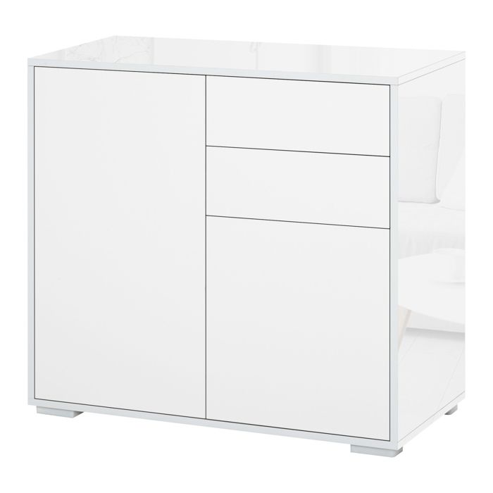 Sideboard - HOMCOM - Kommode Schrank 2 Schubladen 2 Schränke verstellbare Regale - Holz - 79x36x74cm - weiß