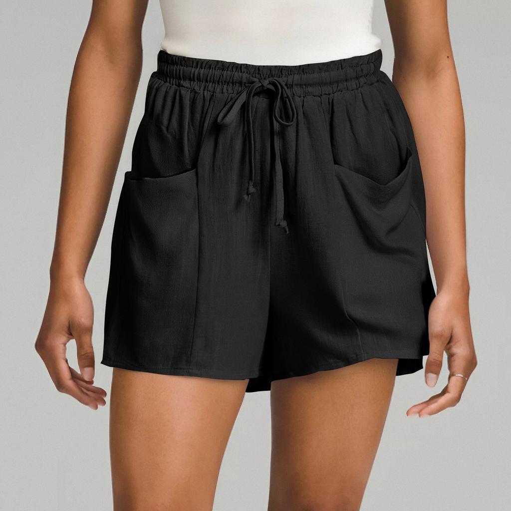 Shorts For Women Color Casual Summer Drawstring Beach Loose Pocket Shorts
