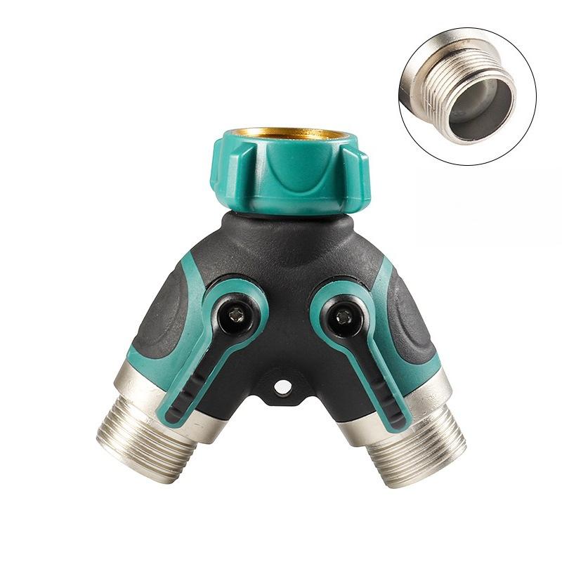 Horticultural Y-shaped Zinc Alloy Two-way Diversion Joint European American 3/4'' Irrigation Adjustable Water Stop Valve Pipe