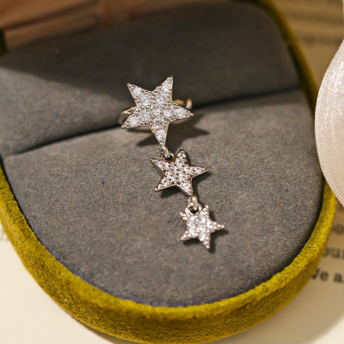 Zircon Star Tassel Ear Clips: Super Shiny, Cool Style, Luxurious Feel Earrings