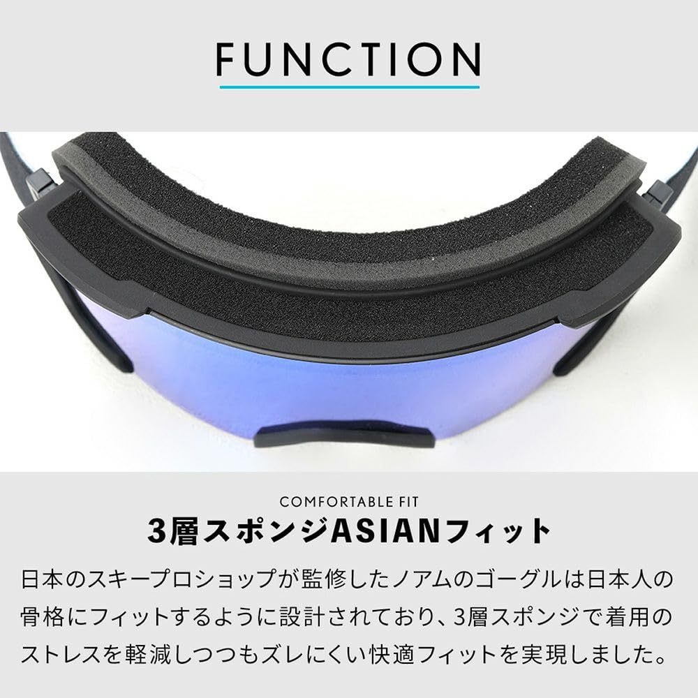 NNOUM Ski Goggles for Men and Women, Anti-Fog, UV Protection, NN25EFGG05  D Asian Fit, Includes Storage Pouch, Glasses Compatible