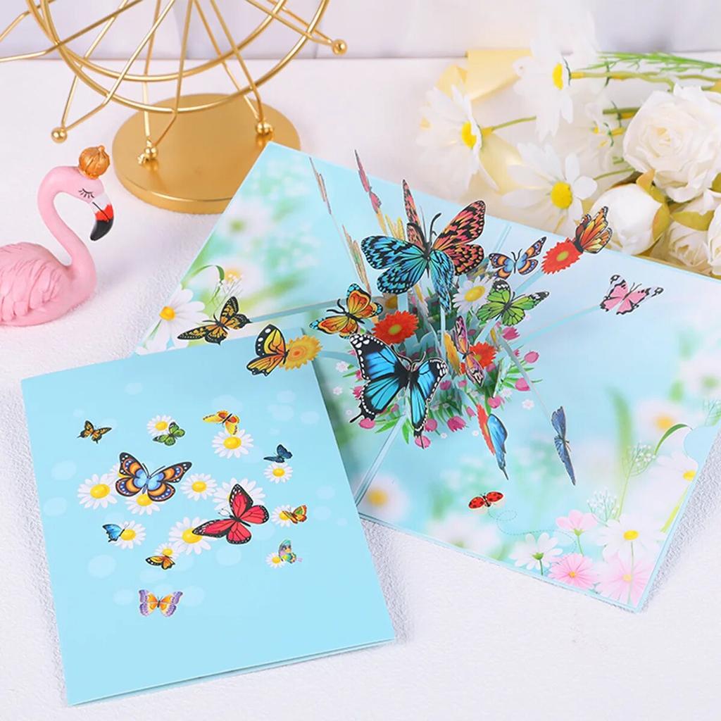 1pcs 3D Butterfly Pop Up Card, Valentine's Day, Mother, Anniversary, Wedding Invitation Greeting, Birthday Gift, Thank You