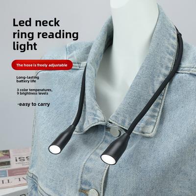 Rechargeable/Battery Portable LED Reading Light 3 Colors 9 Brightness Neck Hanging Flexible Arm Neck Reading Light