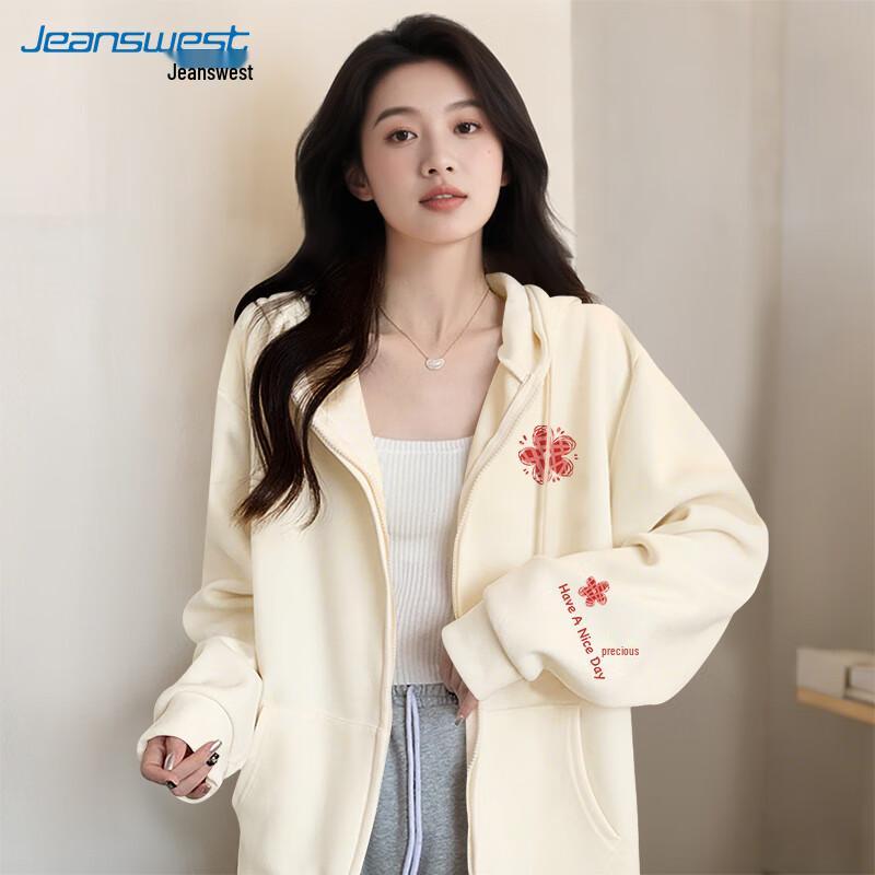 Jeanswest Women s 2025 Hooded Zip-Up Sweatshirt Jacket S