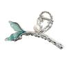 1Pc Enamel Fishtail Grab Clip Silver Tone Diamond Starfish Hair Grab Hairpin Disc Hair Shark Clip Hair Accessories