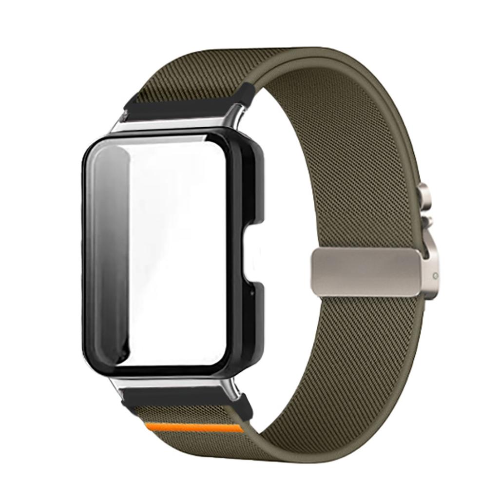 Nylon Band+Full Cover Case For Samsung Galaxy Watch Fit 3 Parachute Buckle Sport Braided Strap Full Cover Bumper Shell For Fit 3