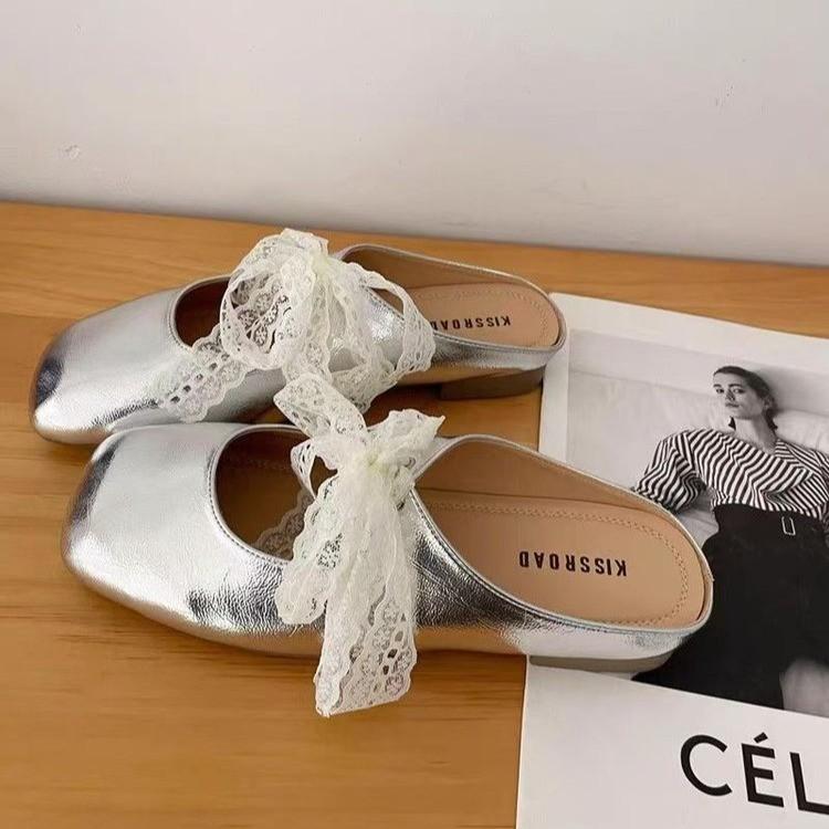 2026 Mules Shoes for Flat Women Square Toe Soft-soled Designs Slippers Woman Flats Slippers Comfortable Slides Shoes Women 369