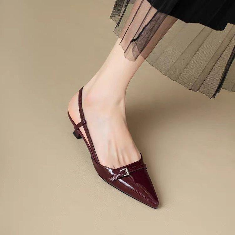Women Pointed Toe Mid Heel Party Shoes Sandals Designer Summer Pumps Slingback Casual Dress Slippers