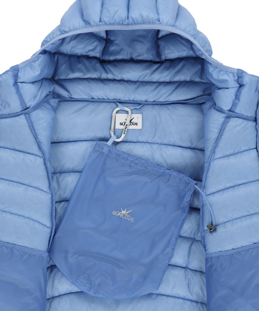 Sunlovetour Hooded Fly Light Down Jacket Light Blue