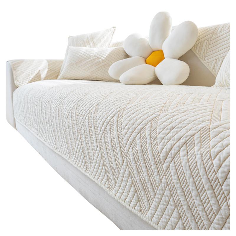 Pure Cotton Sofa Cushion Four Seasons Universal Anti-Slip Seat Cushion Cover Towel Simple Solid Color Printing Sofa Cover Cover Cloth