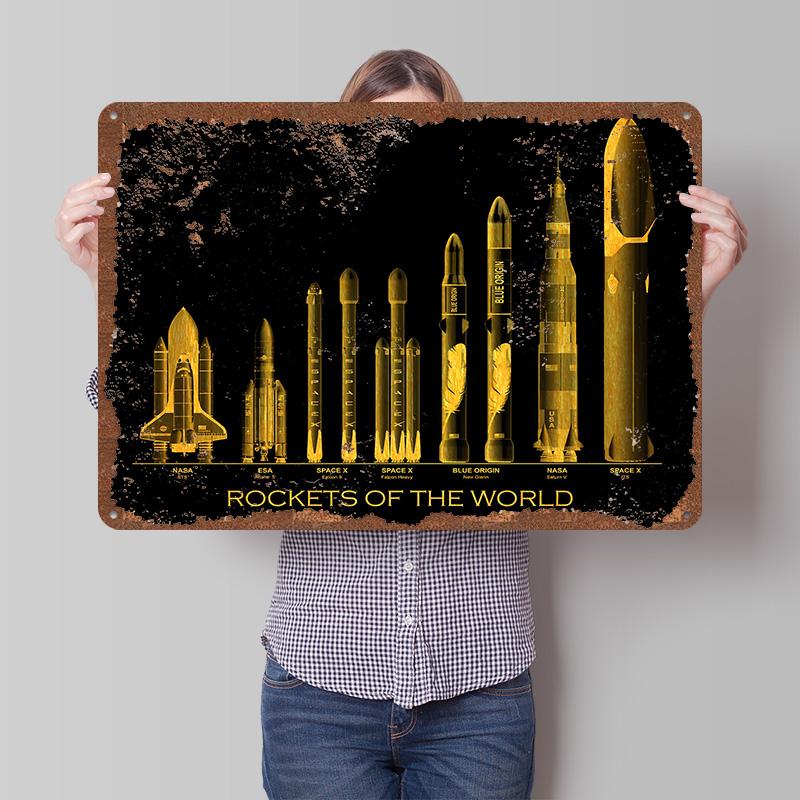 Rockets of the World Metal Poster Customized Wall Art Retro Vintage Tinplate Signs for Man Cave Office Decor Garage Decoration