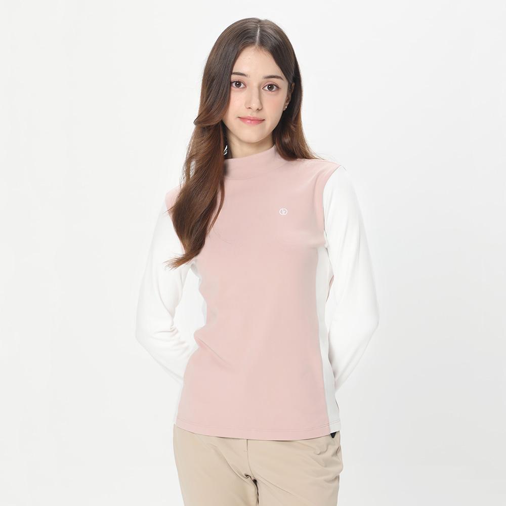 DENNIS GOLF Women'S Rib Block Mock Neck Long Sleeve T-Shirt_Naqflts054