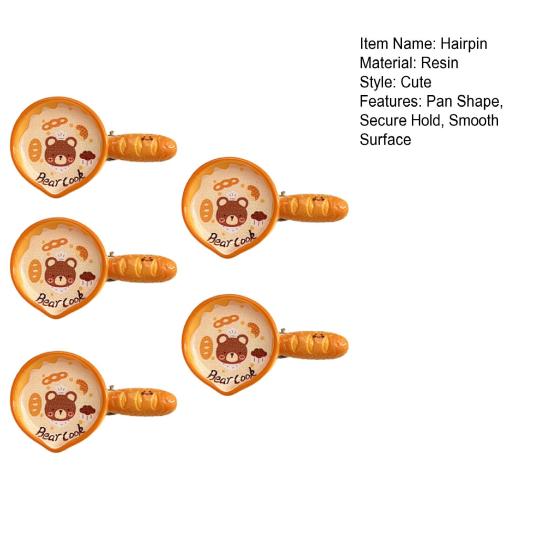 5Pcs Girl Hairpins Cartoon Multiple Patterns Pan Shape Secure Hold Hair Clips Side Bang Hair Pins Versatile Hair Accessories