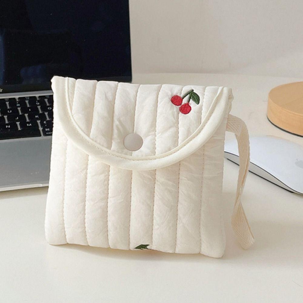 New Cherry Period Bag Large Capacity Portable Sanitary Napkin Storage Bag Multifunctional Discreet Menstrual Pouch Women