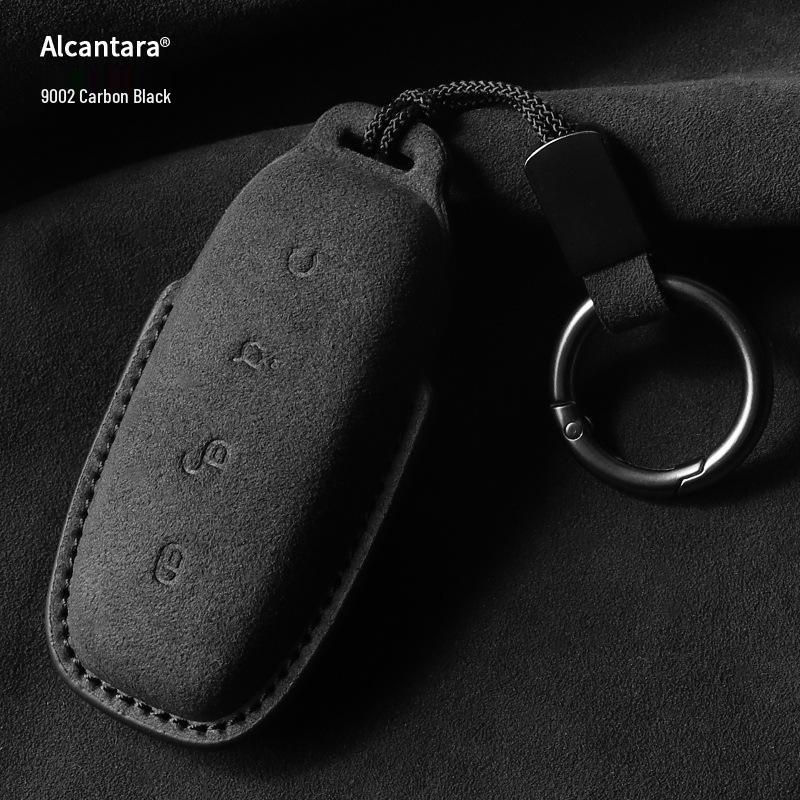 Full-Coverage Suede Key Case for BYD D9, N7, N8, and X with Side Snap Button