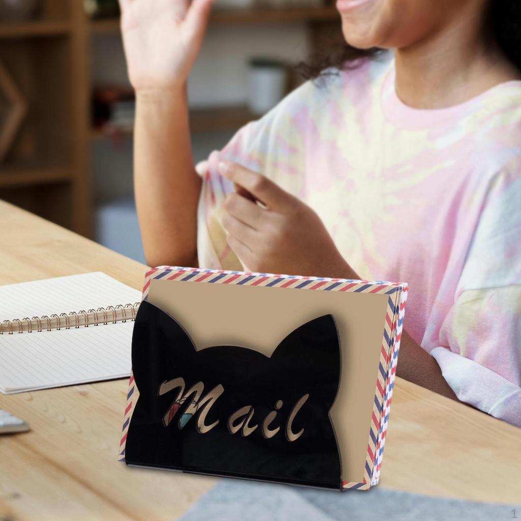 Acrylic Mail Holder for Desk File Storage Rack Countertop Desktop Envelope Card