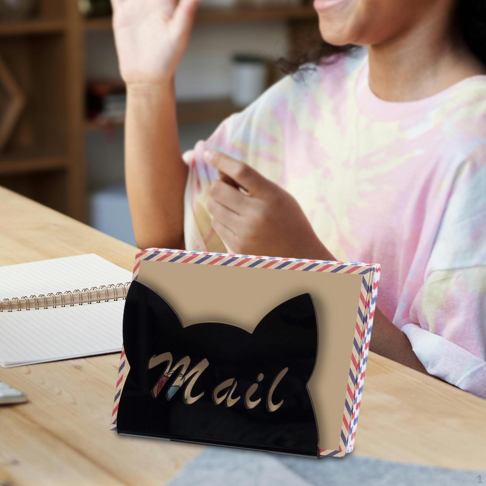 

Акриловый держатель для почты для стола Стойка для хранения файлов Настольный органайзер для конвертов и карточек чёрный