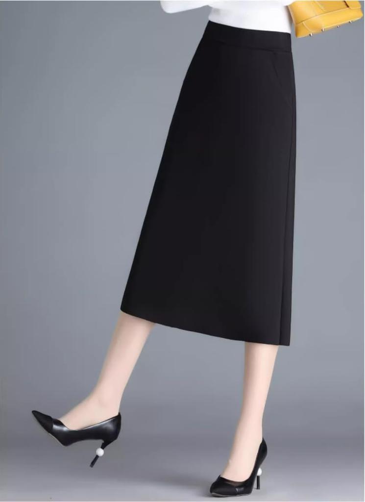 Syvent Plus Tight Back Solid Office Work 12F322 Knee-Length Skirt, Size, Adult, Above-the-Knee, Skirt, Simple, High-Waisted, Slit, Color, Lady,