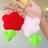 Cute Internet Celebrity Red Flower Plush Toy with Money Flower Pendant Keychain Bag Charm
