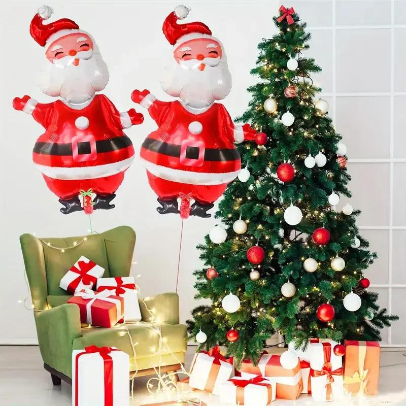 2pcs Giant Santa Claus Balloons,Extra Large Inflatable Christmas Decorations with Santa Faces, Heavy-Duty Aluminum Foil