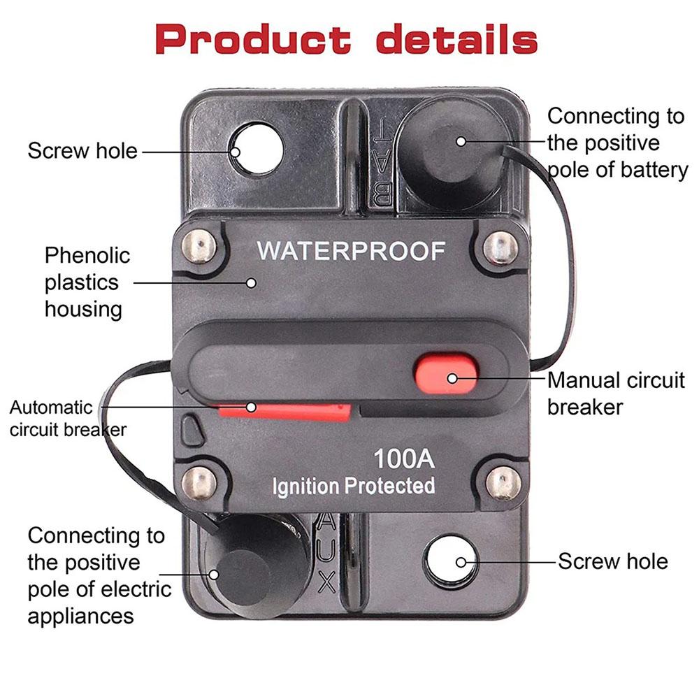Circuit Breaker Fuses Reset Recoverable Waterproof Ignition Protected For Car Boat 30A 40A 50A 60A 70A 80A 100A 150A 200A 250A Fuses4