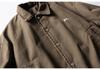QIYOU 2025 Winter Retro Distressed Washed Two-Piece Cotton Workwear Jacket with Embroidered Lapel