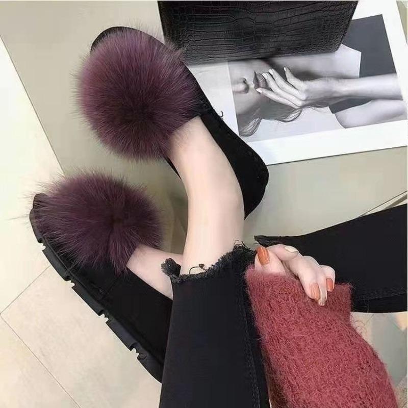 Single-shoe Women's Outerwear Shoes with Fleece, Warm, Comfortable and Versatile Cotton Shoes