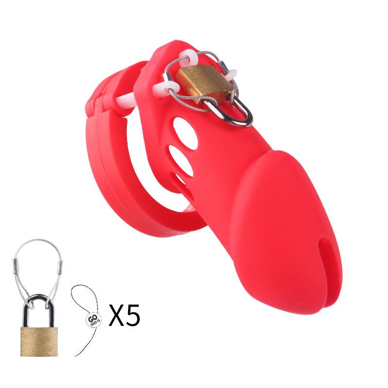 7 Colors Silicone Male Chastity Device Cock Cage Sex Toys With 5 Penis Ring Prevent Breaking Free Standard Short Cages Sex