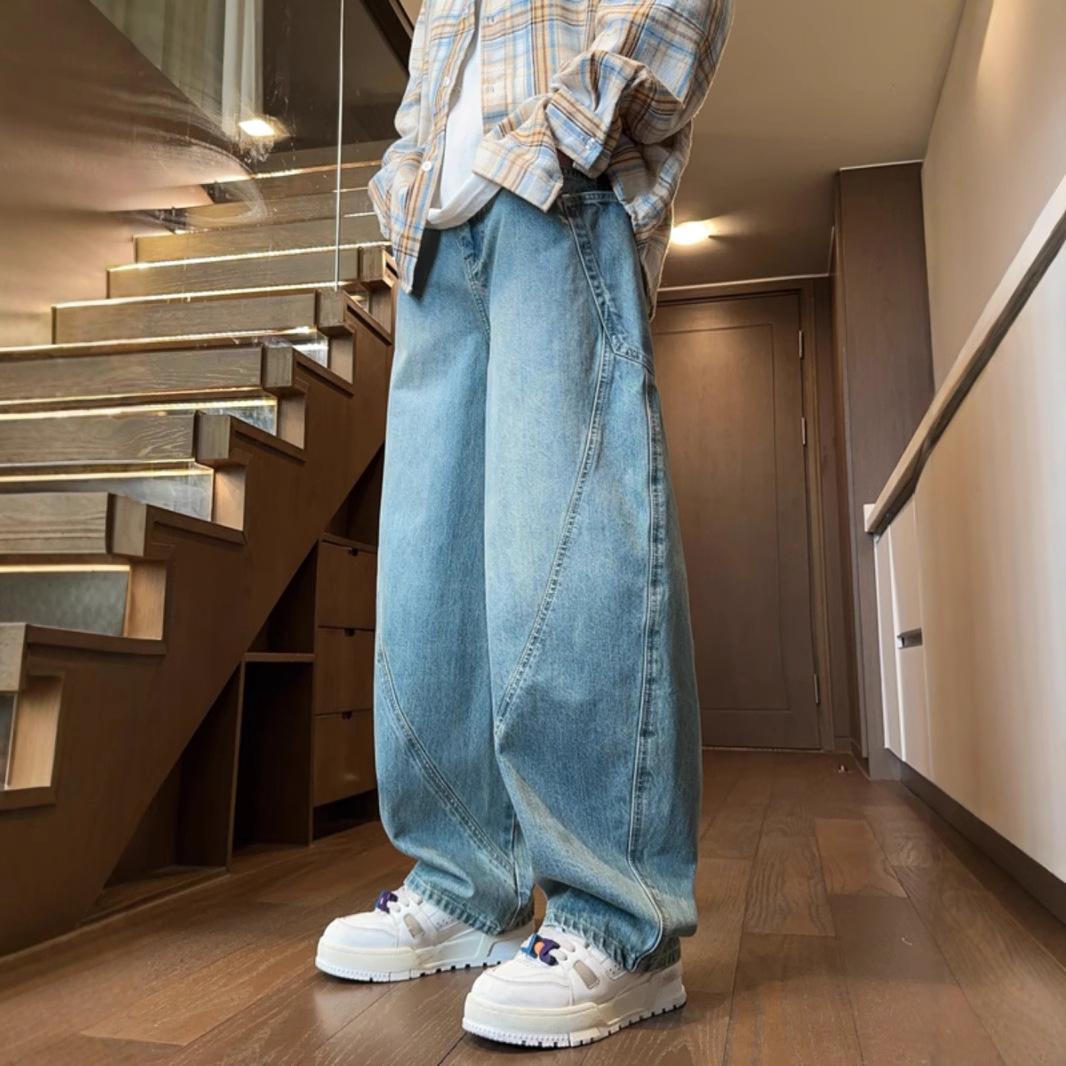 

Scimitar Jeans Men s Retro Wide-Leg Distressed Cargo Pants for Fall/Winter XL
