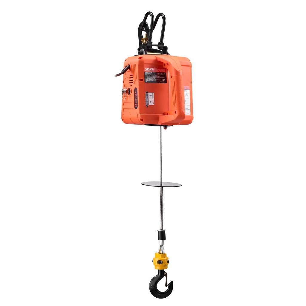 VEVOR 3-in-1 Electric Hoist Winch, 500 kg Capacity, 1500W Portable Electric Power Winch, 7.6 m Lifting Height, 5 m/min with Manual