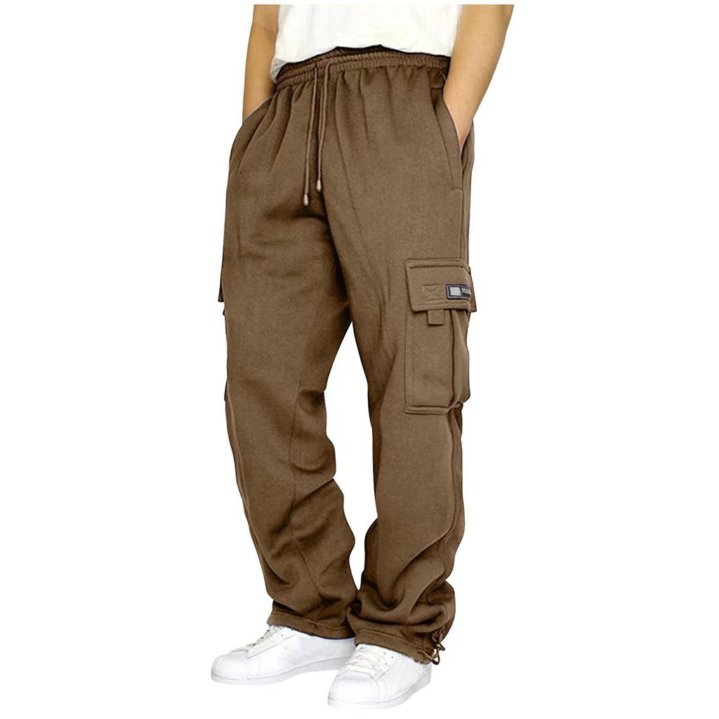 Fashion men's sports casual trousers men's drawstring multi-pocket loose work trousers men's trousers