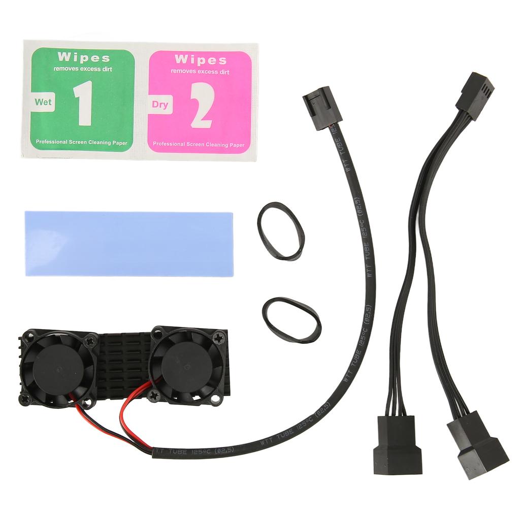 M.2 2280 SSD Heatsink 3pin Power Aluminium Alloy ABS 2 Cooling Fans M.2 2280 SSD Cooler for Desktop Computer
