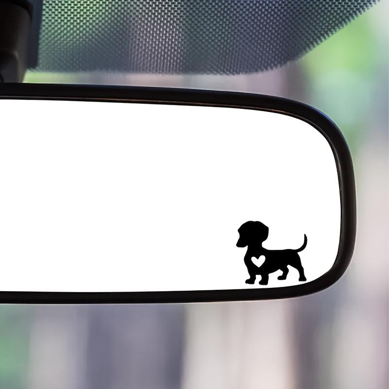 2pcs Dachshund Decal - Self-Adhesive Vinyl Car Mirror Sticker, Glossy Finish, Irregular Shape, Single Use, Easter Egg Design