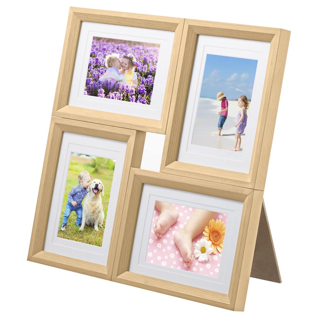 HAKUBA Chululu Photo Frame Natural size Unbreakable PS Stand Hanging string AMZFCHLP02NT4 4977187488449 P02, 4-panel frame, wood, L/KG/2L compatible,