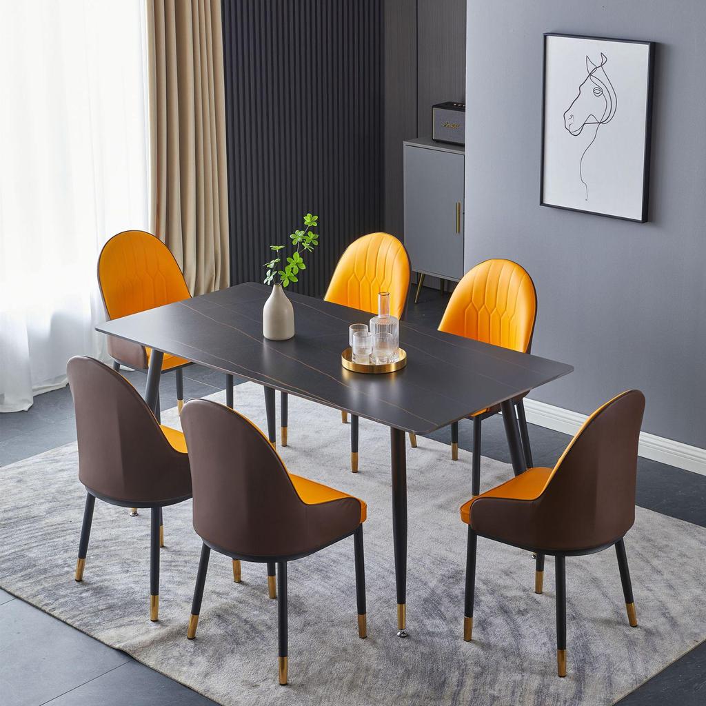 Modern Minimalist Italian Rock Slab Dining Table Set for Small Apartments