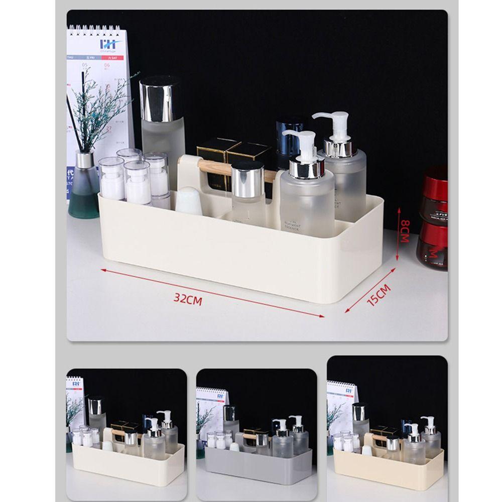Wood Handle Stationery Finishing Box Multi-compartment Desktop Storage Case Desk Organizer  Makeup