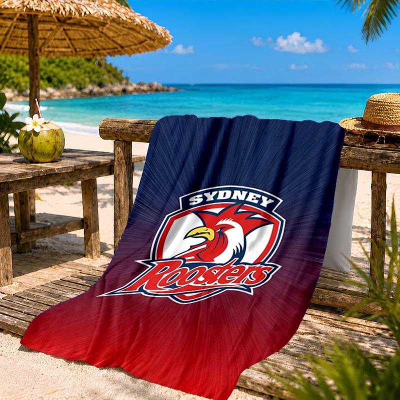 Serviette de plage Esprit d'équipe des Sydney Roosters, Séchage rapide, Facile d'entretien, Convient aussi bien pour le fitness que pour les vacances à la plage, Essentiel de sport