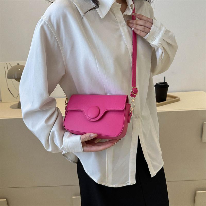 Stylish Spring Women's Pu Small Square Handbag Trendy Versatile Shoulder Bag In Black White Khaki Rosy Orange