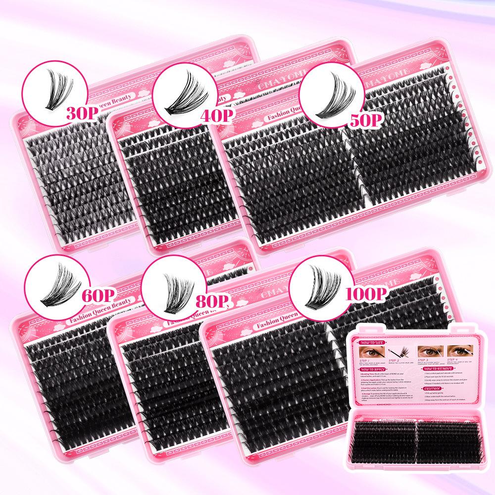 D-Song Single Cluster False Eyelash Extension Set 30P100Pdiy Segmented Grafting Natural Dense Hair