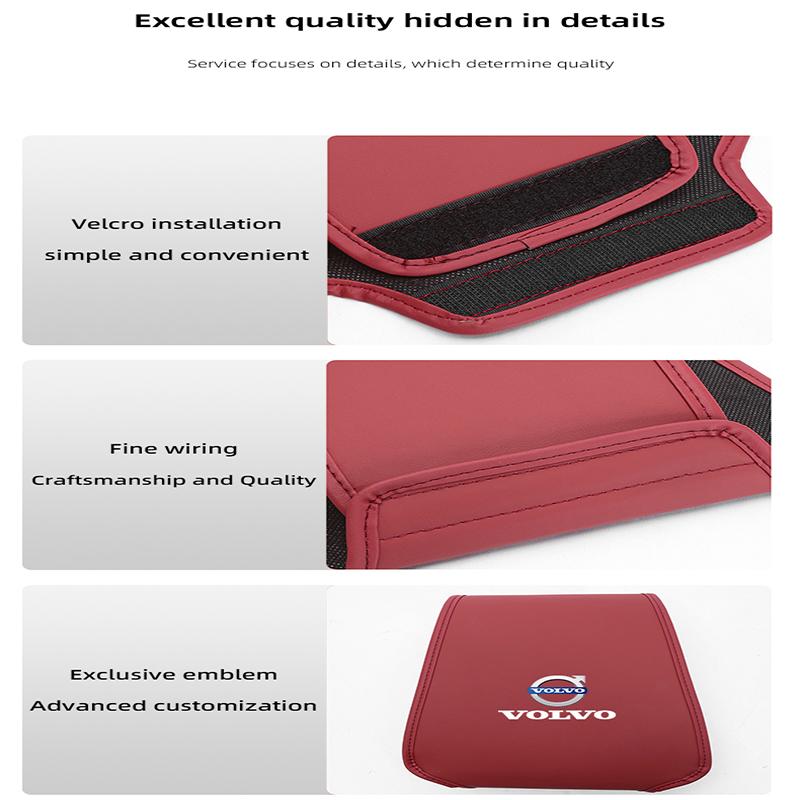 Car Leather Headrest Cover Seat Pillow Protective Set For Volvo V70 S90 XC40 S80 V90 EX90 EM90 C40 V60 V40 XC90 S60 C30 XC60 V50
