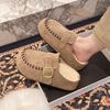 Cowhide Version Thick-soled Bag Head Half Slippers, Wear New Lamb Wool Shoes Cotton Slippers In Autumn and Winter