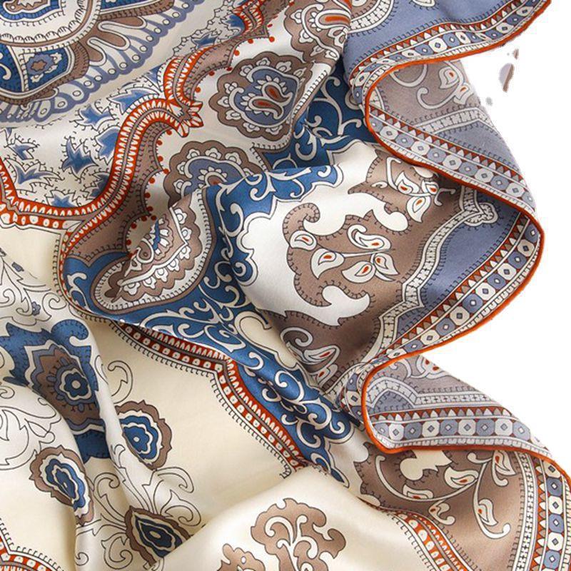 Seidenes quadratisches Tuch Taille Trommel Blume Einfarbig Kreppsatin Säumen 110Cm Maulbeerseide Seidenschal Schal Weiblich Herbst Und Winter Hersteller