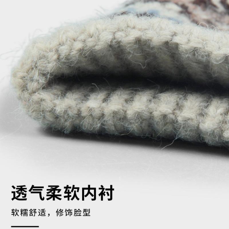 Retro knitted wool hat women's spring and autumn warm thickened small head circumference ear protector head cold hat autumn and winter