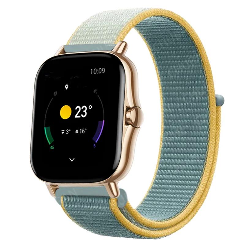 20mm/22mm Nylon Loop watch band For Amazfit GTS/4/2e/3/GTS2 Mini/GTR 4/3 pro/47mm/GTR2/2e/stratos Bracelet Amazfit bip-u strap