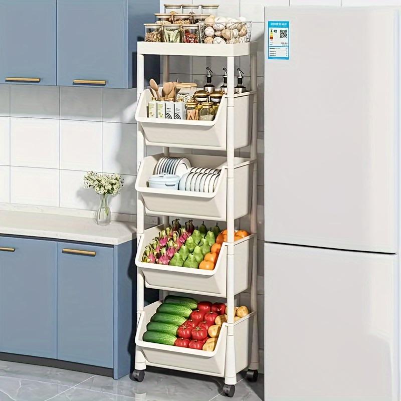 Ein mehrschichtiger Rollwagen aus Kunststoff für Küchen, Badezimmer, Heimbüros, platzsparende Spender für Körperpflegeprodukte mit Rädern