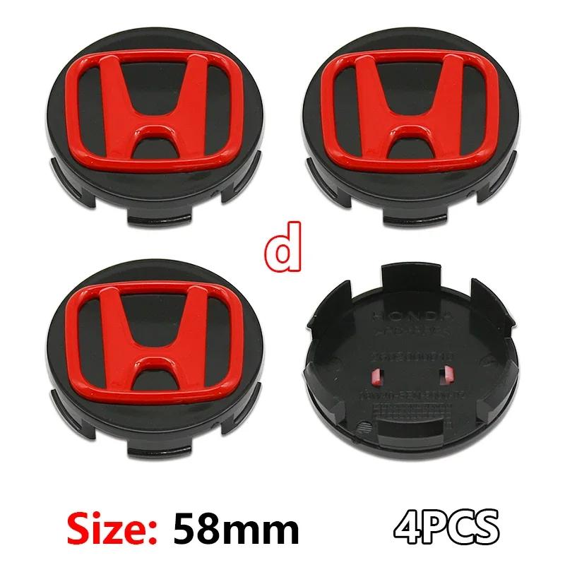 58/69mm Car Wheel Hub Center Caps 4PCS ABS Wheel Rim H Logo Cover for Honda Civic Accord CR-V Fit Auto Exterior Accessories ajk256